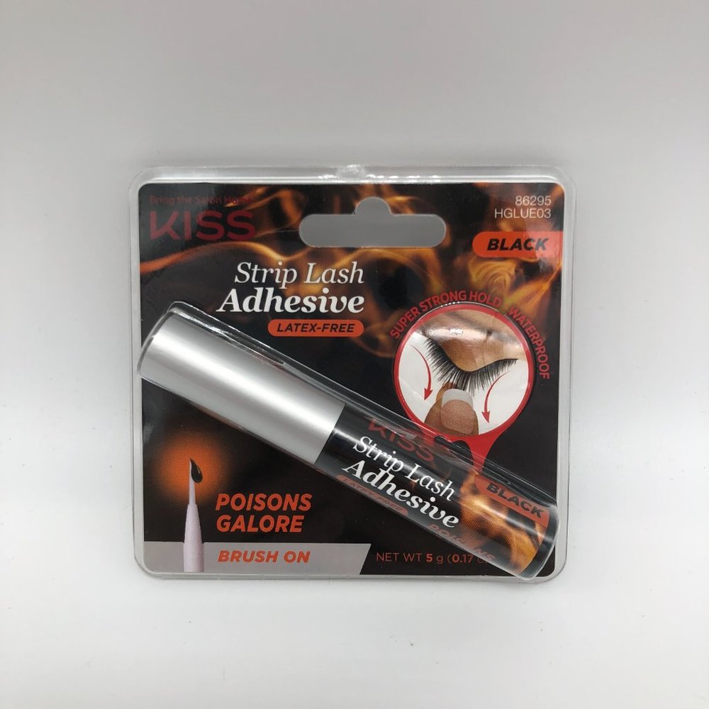 Kiss Strip Lash Adhesive, Poisons Galore, Brush On, Black NEW